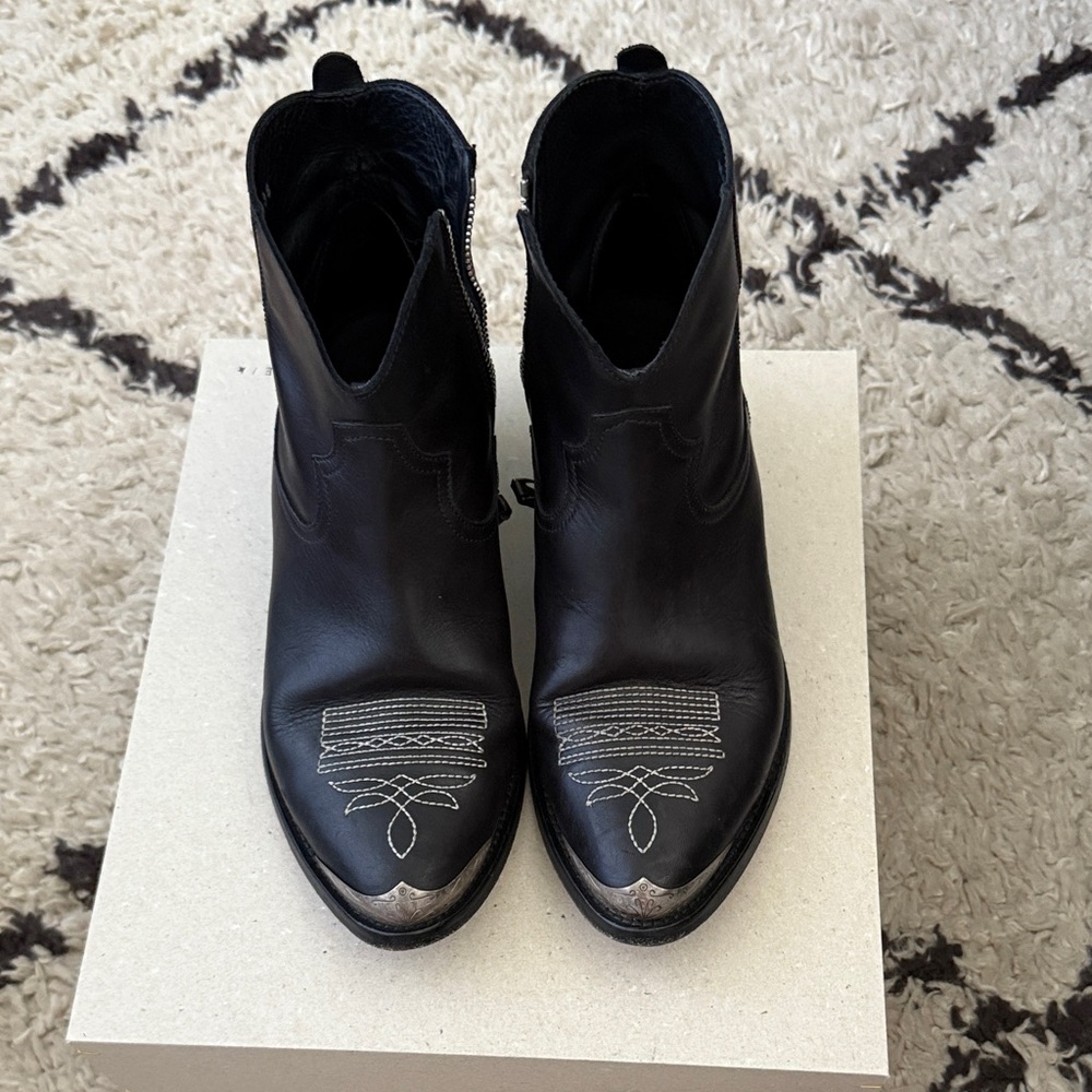 Golden Goose Black Ankle Boots with Silver Details